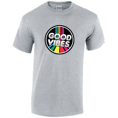 Good Vibes Mens Cotton T-Shirt Available in Black Grey and White MT39