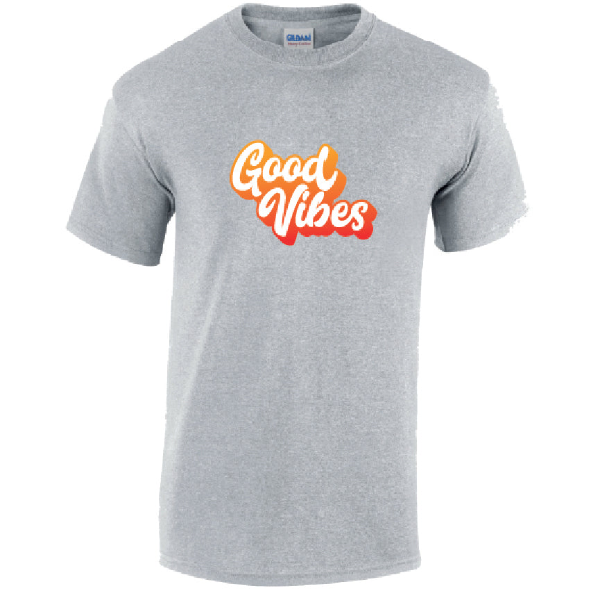 Good Vibes Mens Cotton T-Shirt Available in Black Grey and White MT40