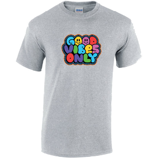 Good Vibes Only Mens Cotton T-Shirt Available in Black Grey and White MT42
