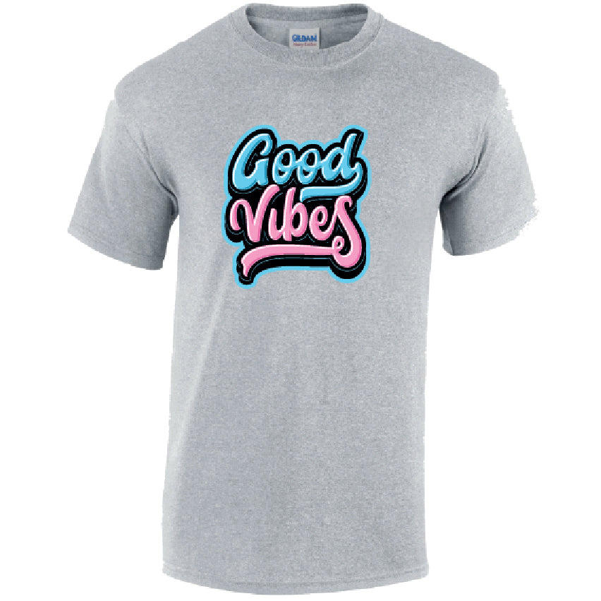 Good Vibes Mens Cotton T-Shirt Available in Black Grey and White MT43