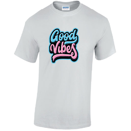 Good Vibes Mens Cotton T-Shirt Available in Black Grey and White MT43