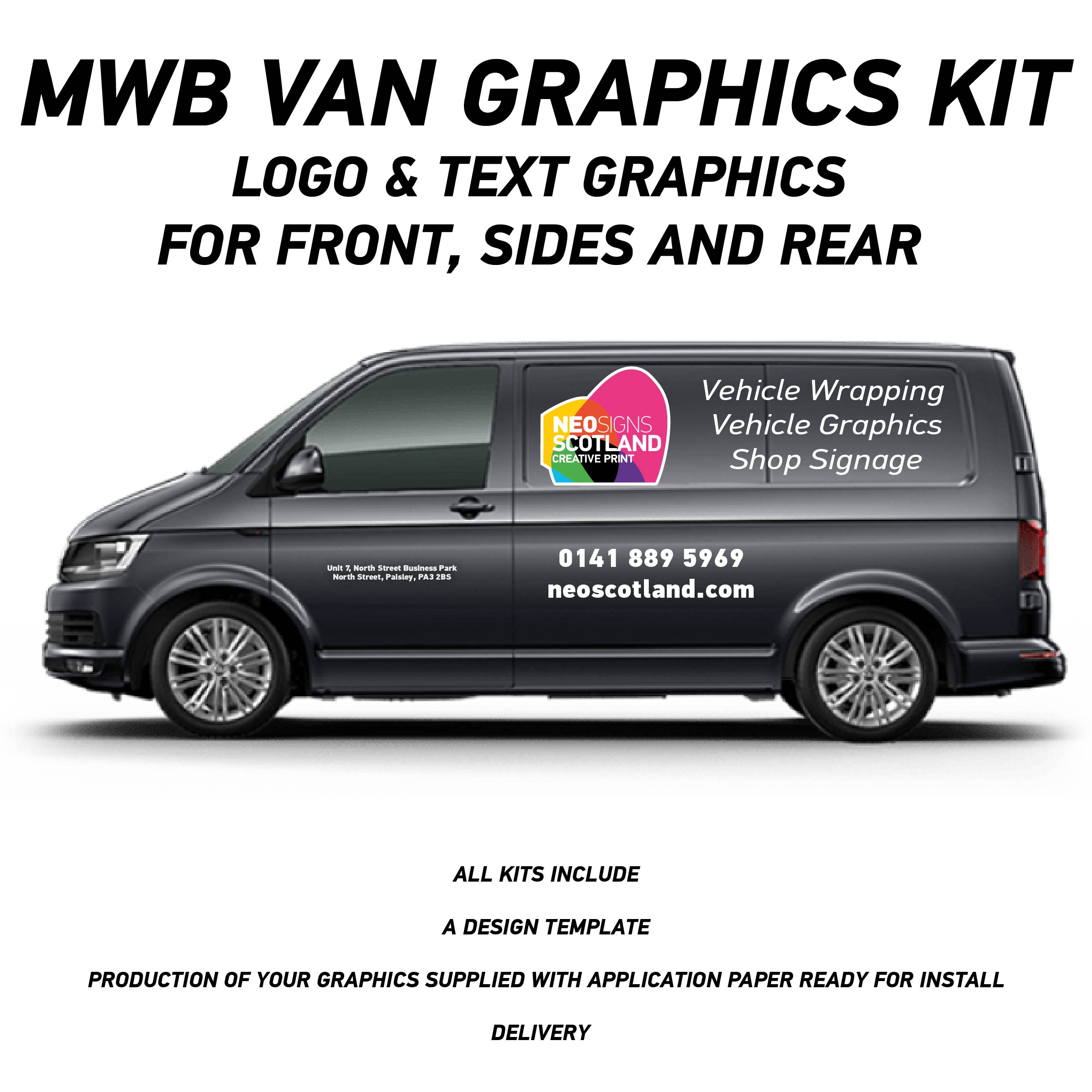 VAN08 Mwb Van Graphics Kit Sign Writing Vehicle lettering Livery signs Logo and Text