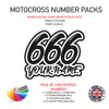 MXSC02 3 x Custom Race Numbers and Name Vinyl Stickers Motorbike Motorcross Quad