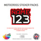 MXSP03 Motocross Personalised Name and Number Stickers Moto X Graphics Decal