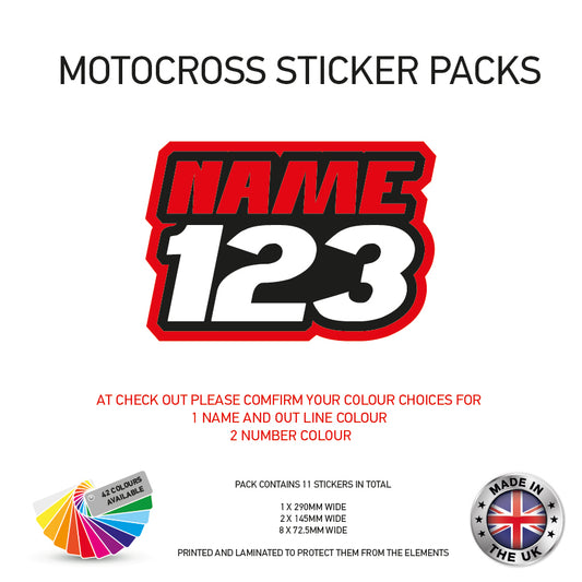 MXSP07 Motocross Personalised Name and Number Stickers Moto X Graphics Decal