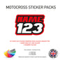 MXSP07 Motocross Personalised Name and Number Stickers Moto X Graphics Decal