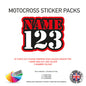 MXSP09 Motocross Personalised Name and Number Stickers Moto X Graphics Decal