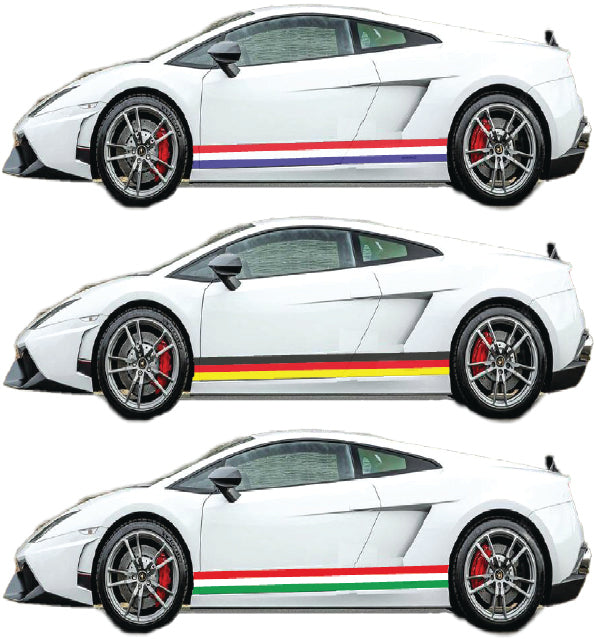 German, French, Italian Racing Side Stripes Various Sizes Available