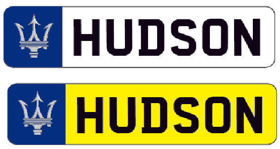 RIDE03 Kids Personalised Number Plates Front And Back with car logo
