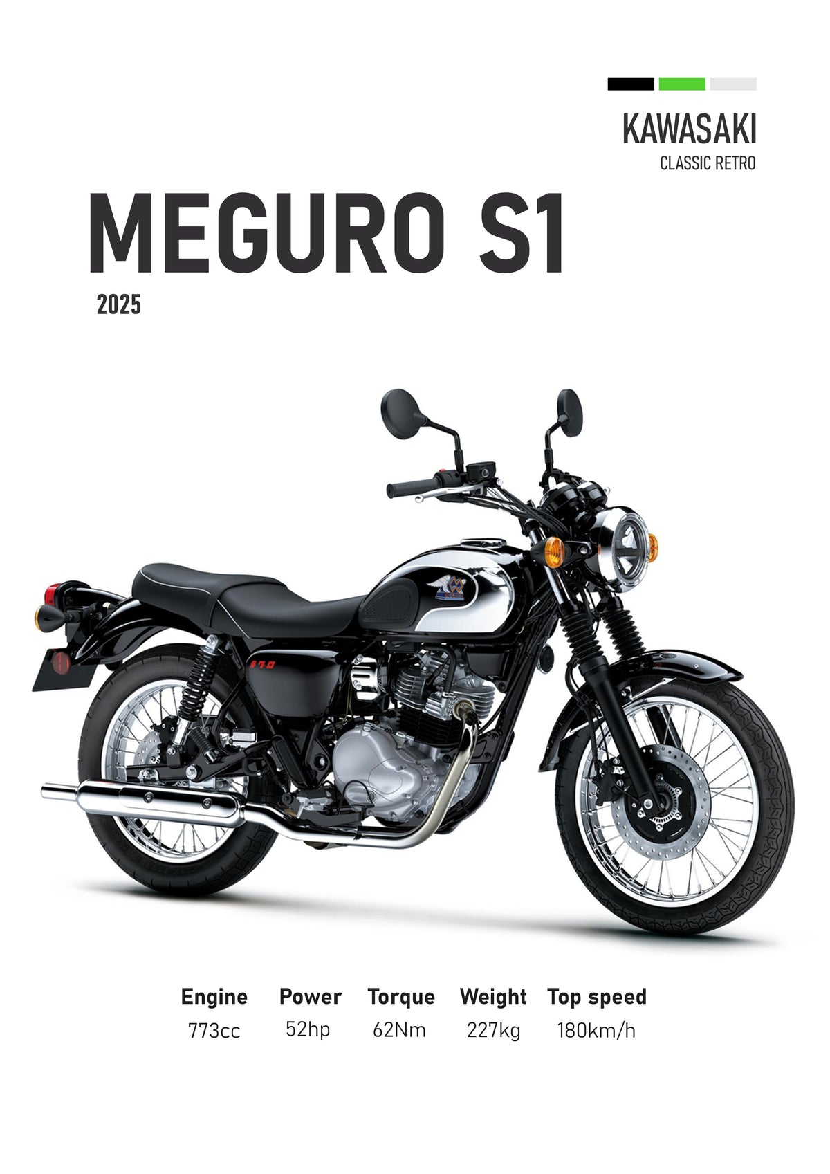 Meguro S1 (2025) Motorbike Poster Printed | Premium Waterproof & Tear Resistant Full Colour Posters