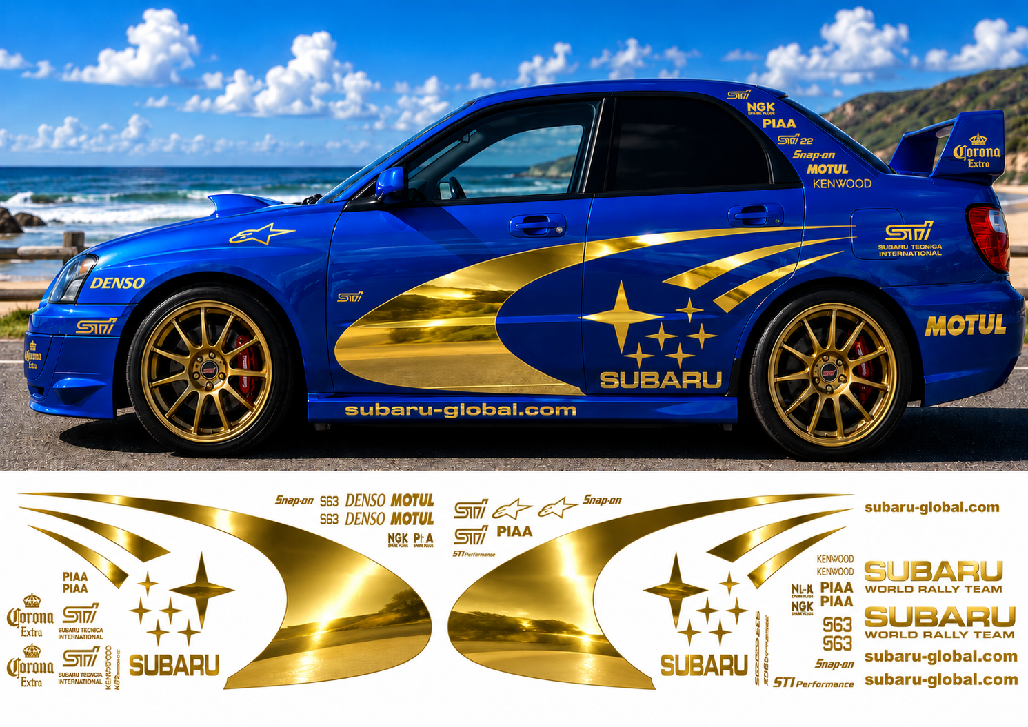 Subaru WRC Rally Kit With Sponsors for Subaru Impreza wrx sti Mirrored Vinyl Only