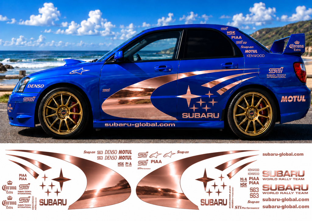Subaru WRC Rally Kit With Sponsors for Subaru Impreza wrx sti Mirrored Vinyl Only