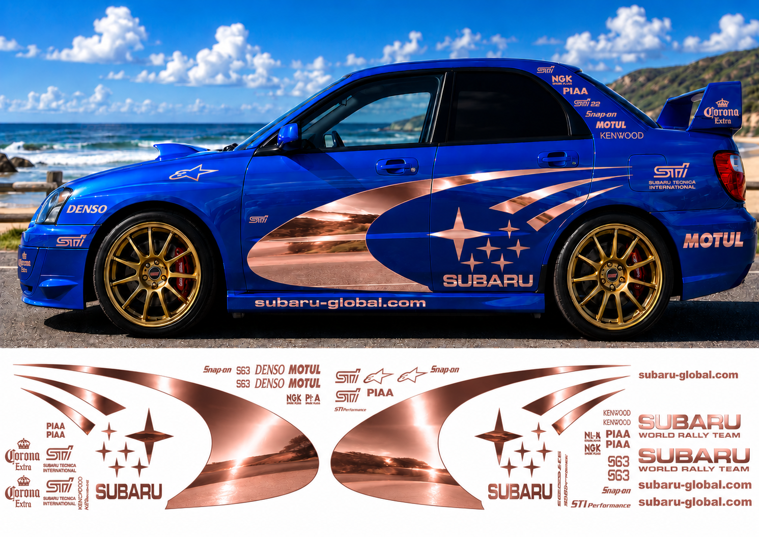 Subaru WRC Rally Kit With Sponsors for Subaru Impreza wrx sti Mirrored Vinyl Only