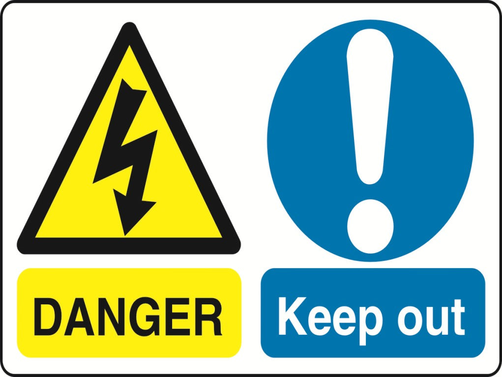 MULTI001-40 Dual Warning Labels Various Designs and Sizes Available