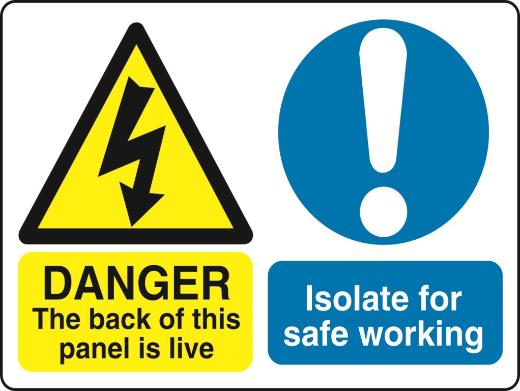 MULTI001-40 Dual Warning Labels Various Designs and Sizes Available