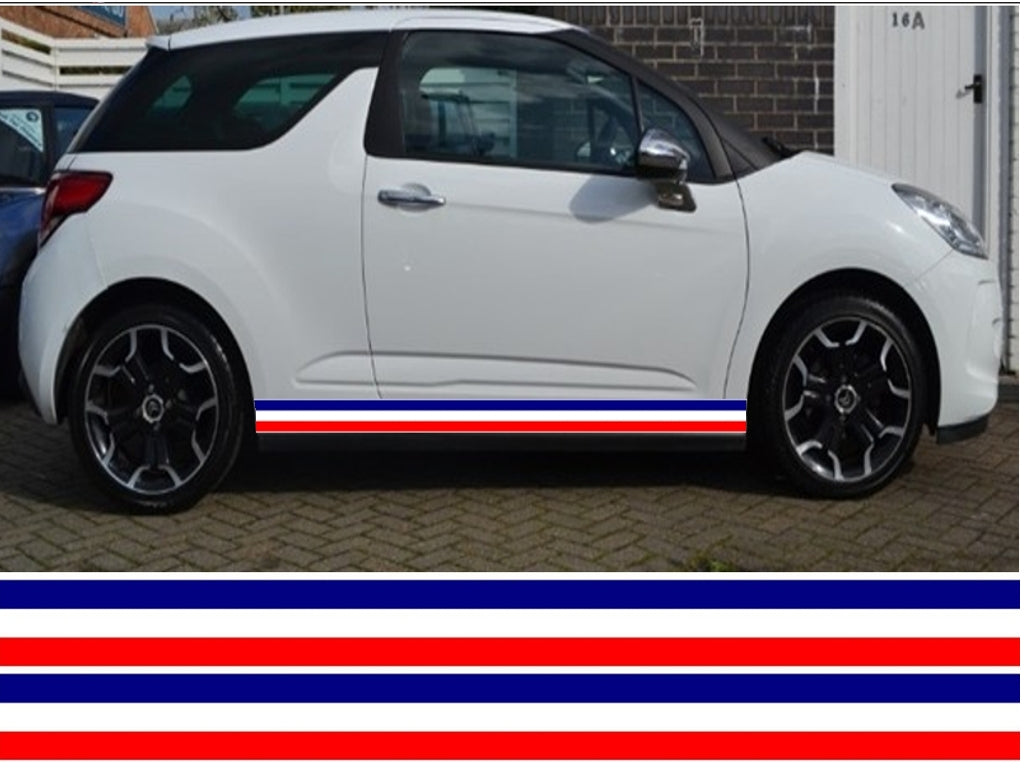 NEO01184 French 3 colour side stripes laminated Universal sticker graphics decal