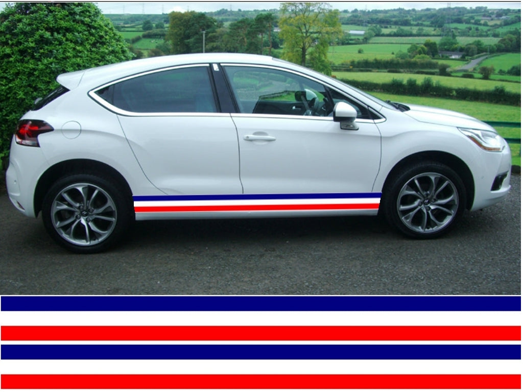 NEO01184 French 3 colour side stripes laminated Universal sticker graphics decal