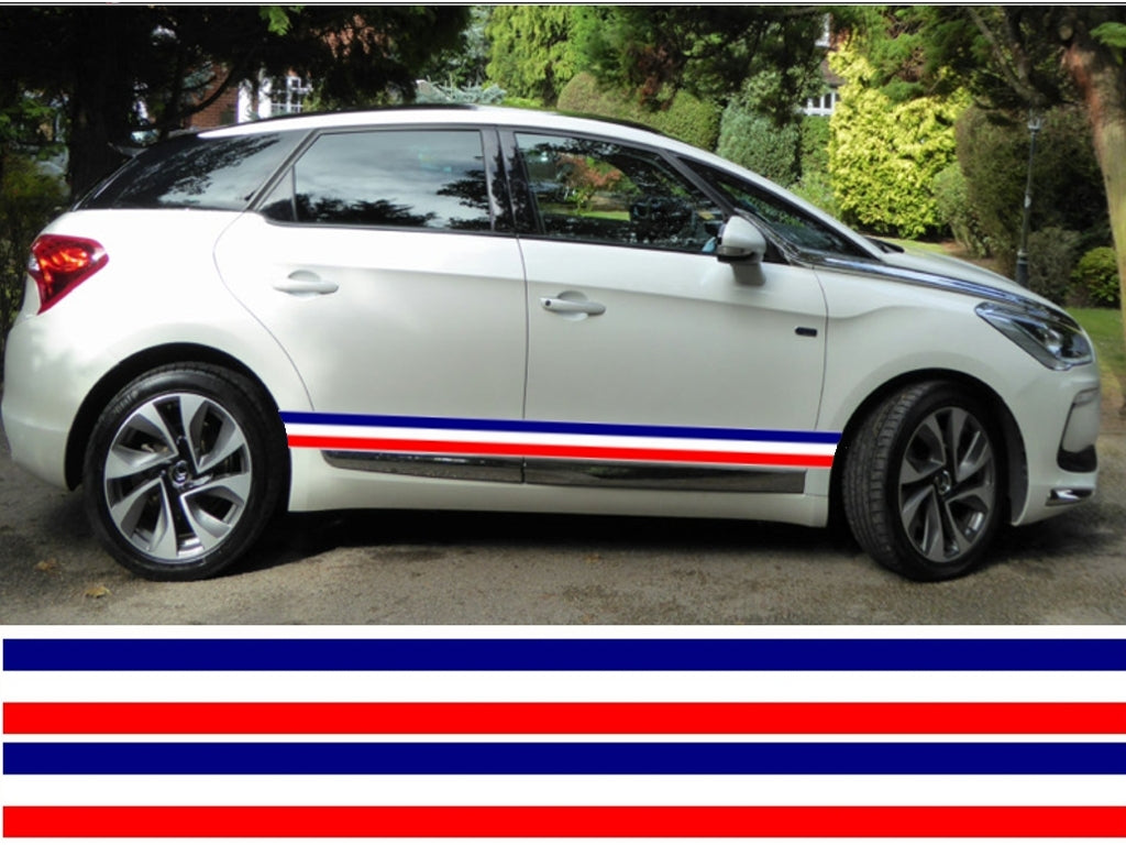 NEO01184 French 3 colour side stripes laminated Universal sticker graphics decal