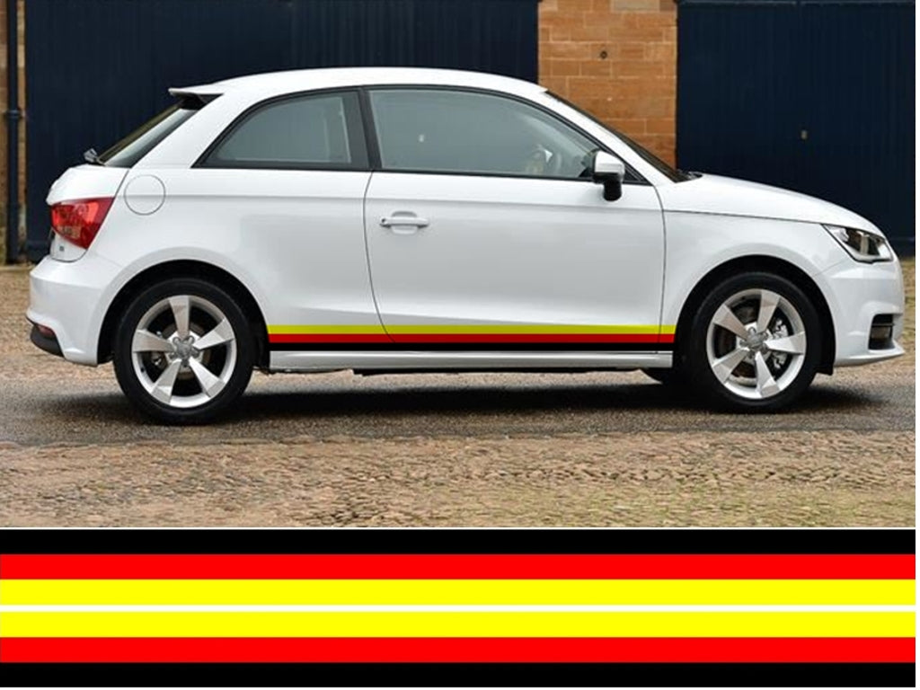 NEO01185 German 3 colour side stipes laminated for Audi A1 sticker graphics decal