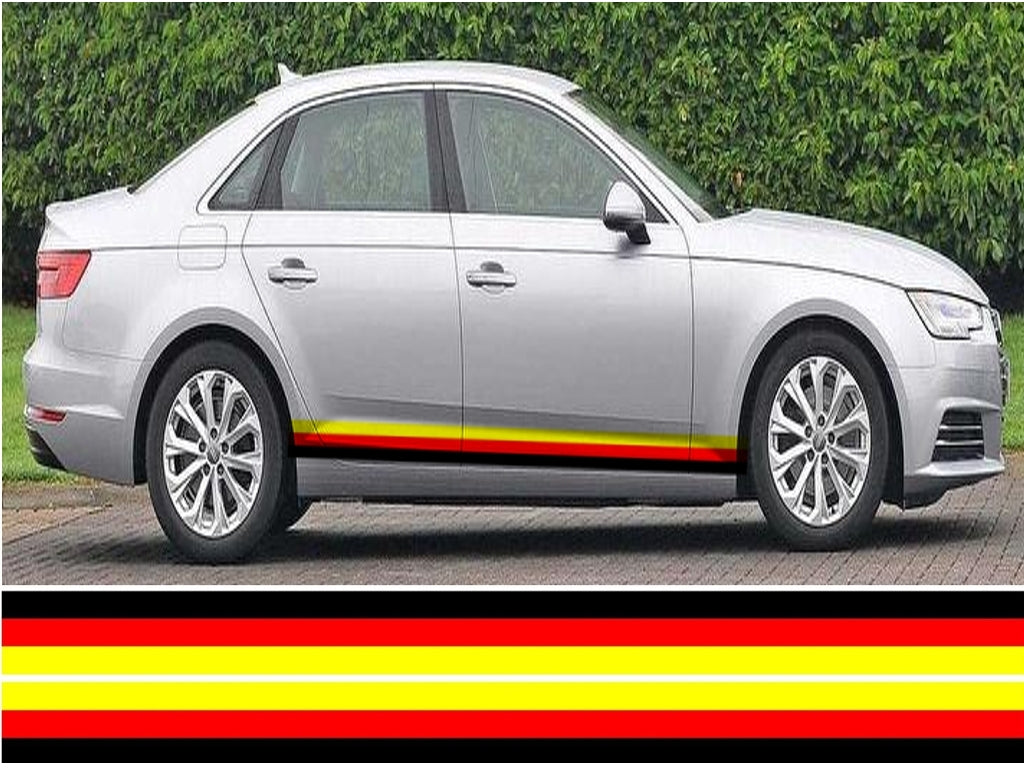 NEO01185 German 3 colour side stipes laminated for Audi A1 sticker graphics decal