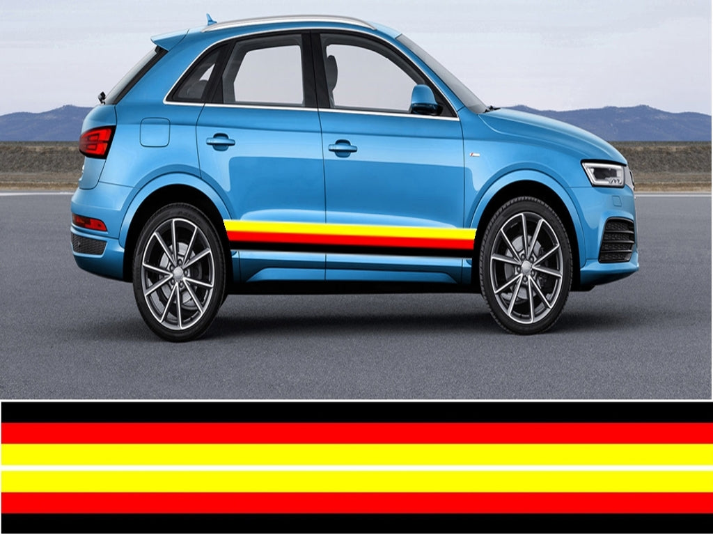 NEO01185 German 3 colour side stipes laminated for Audi A1 sticker graphics decal