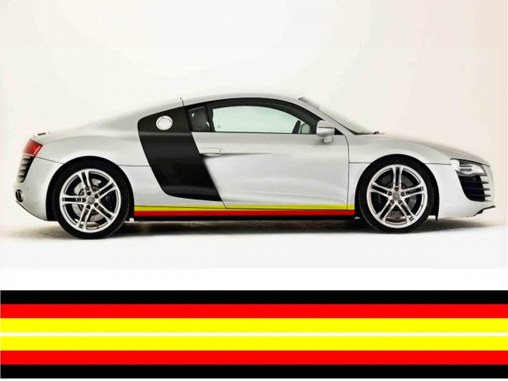 NEO01185 German 3 colour side stipes laminated for Audi A1 sticker graphics decal