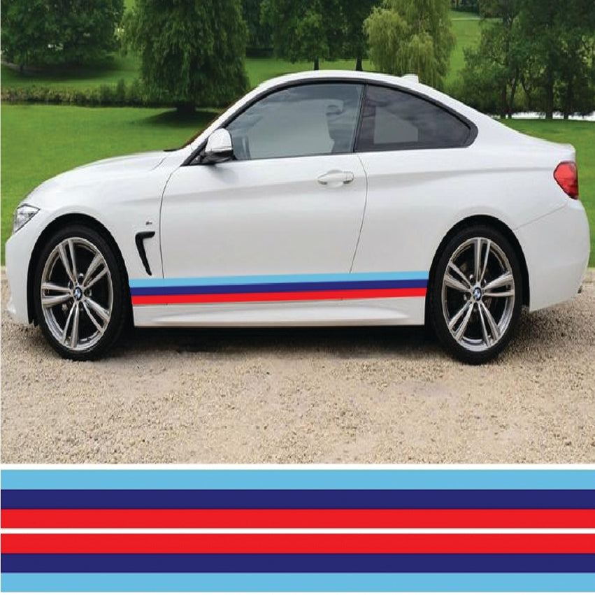 NEO01187 Bmw Tri-Colour side stripes laminated Universal sticker graphics decal