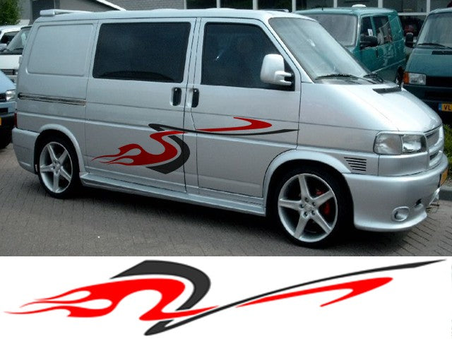 Campervan Stripes And Flames 1
