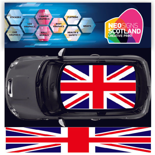 NEO00941B Blue and Red Union Jack flag roof for mini