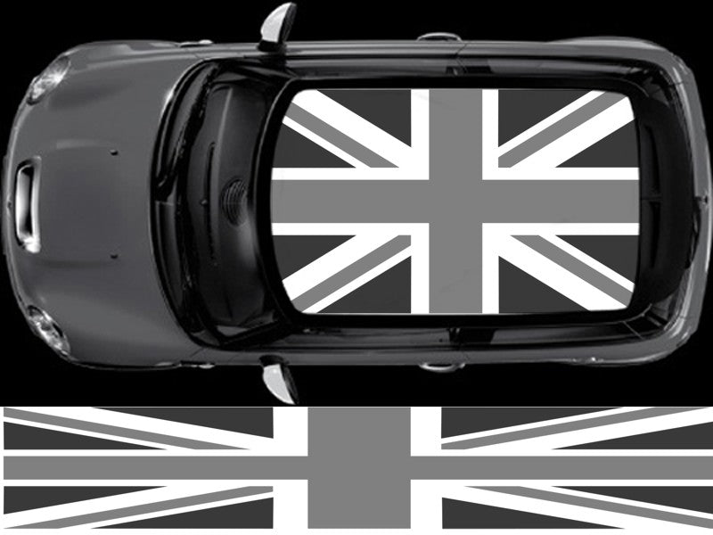 NEO00941C Silver and Gunmetal Union Jack flag roof for mini