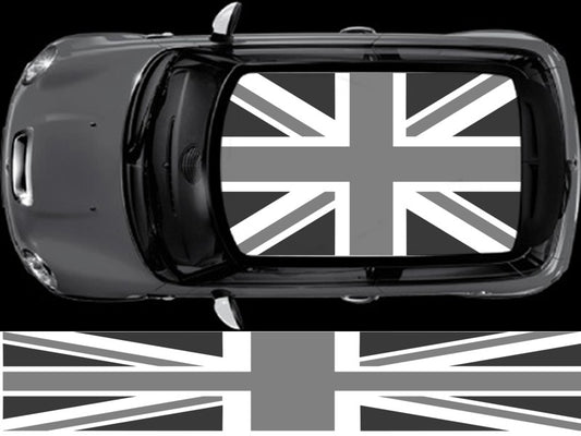 NEO00941C Silver and Gunmetal Union Jack flag roof for mini