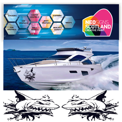 NEO00948 Nasty shark x 2 boat graphics stickers decals custom jestski caravan car