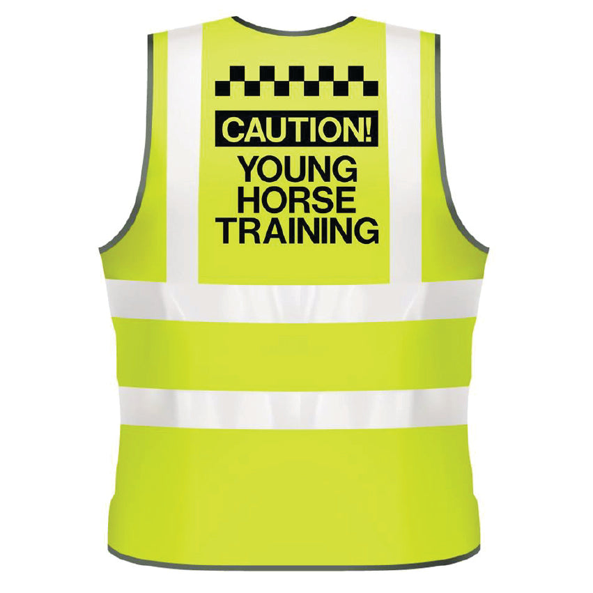 NEO00949 Caution Young Horse Training Adults Hi-Viz Vests