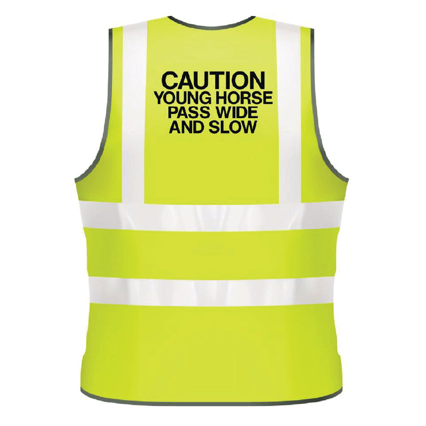 NEO00950 Caution Young Horse Pass Wide And Slow Adults Hi-Viz Vests