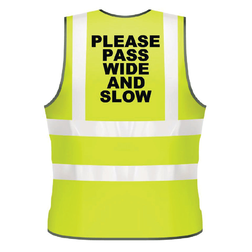 NEO00952 Please Pass Wide And Slow Adults Hi-Viz Vests