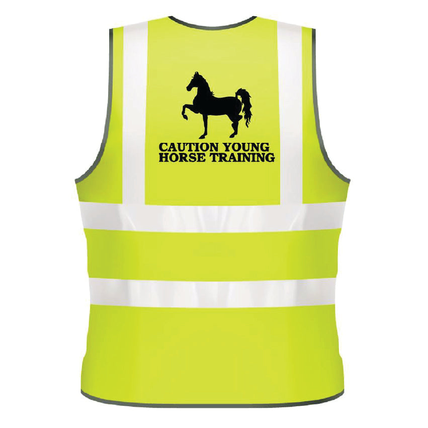 NEO00954 Caution Young Horse Training Adults Hi-Viz Vests