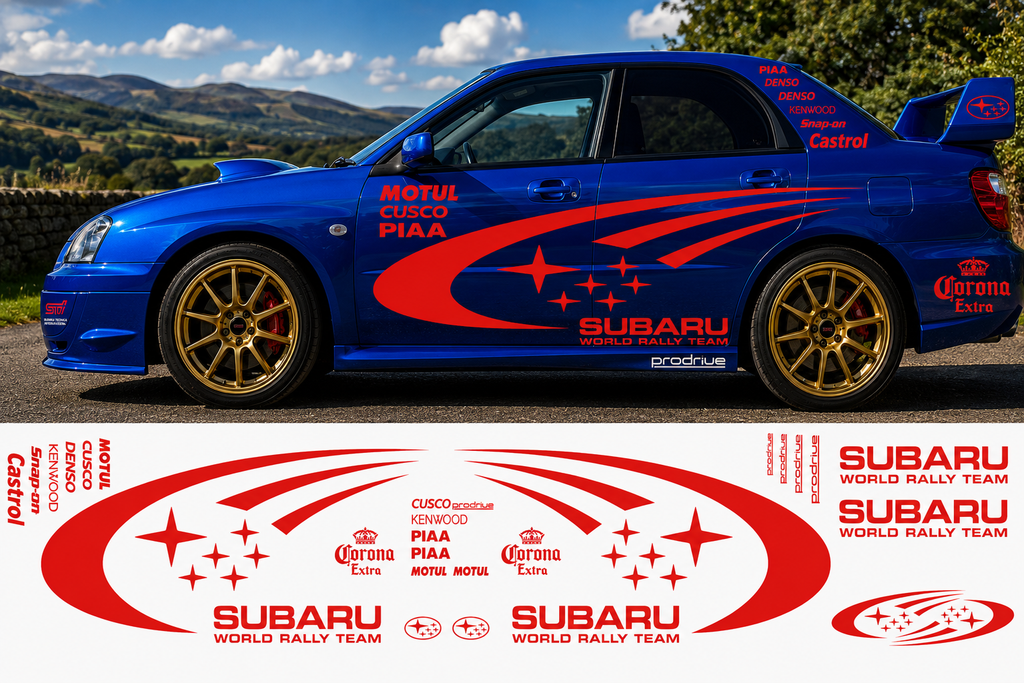 Subaru World Rally Kit With Sponsors for Subaru Impreza wrx sti Fluorescent Vinyl Only