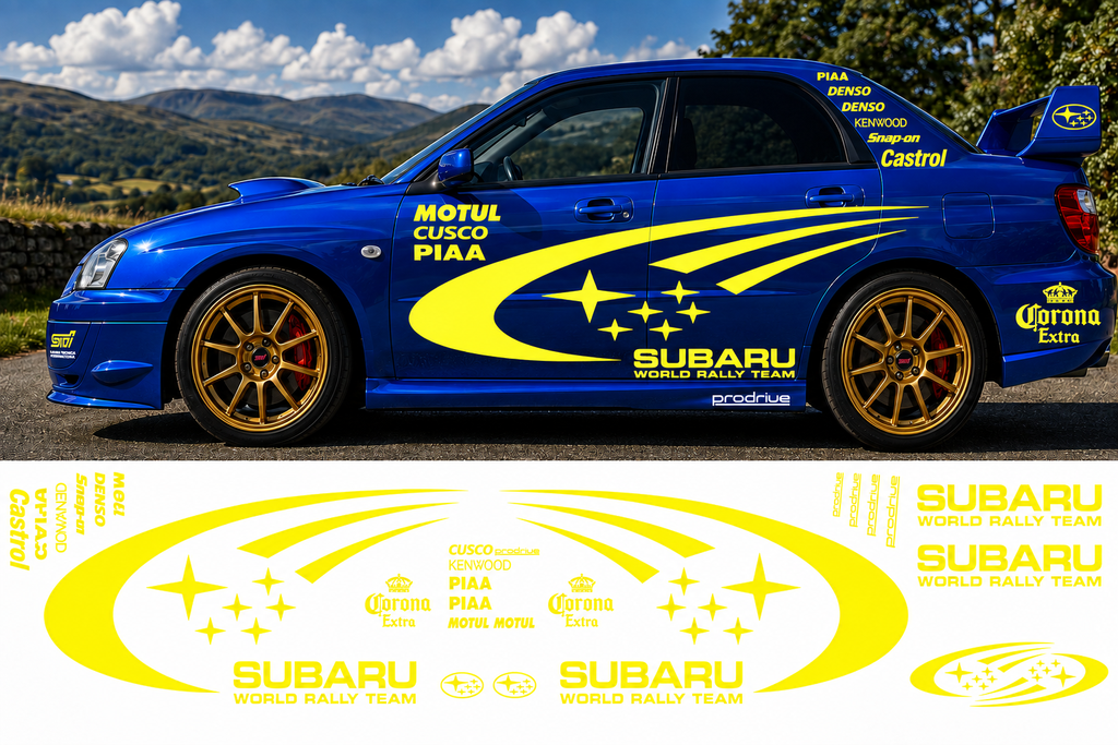 Subaru World Rally Kit 2 With Sponsors for Subaru Impreza Fluorescent Vinyl Only