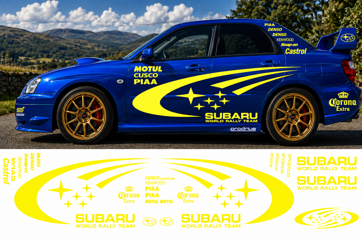 Subaru World Rally Kit 2 With Sponsors for Subaru Impreza Fluorescent Vinyl Only
