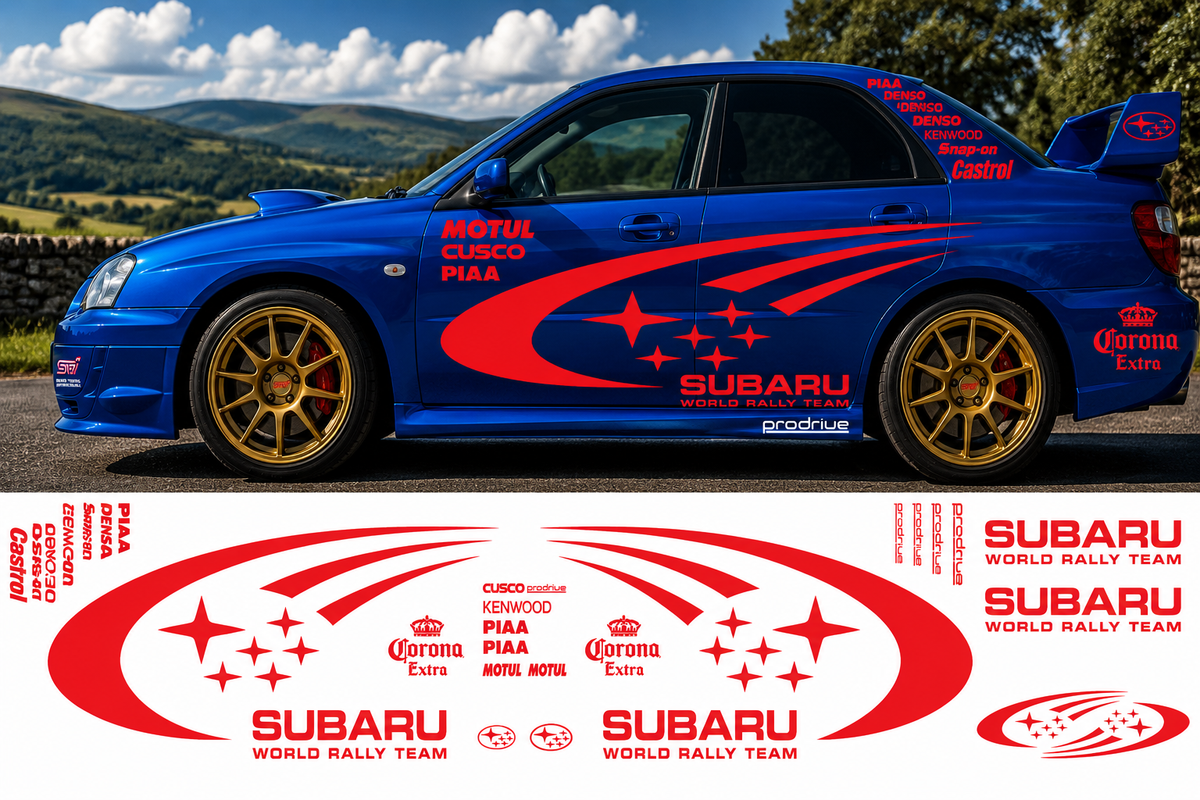 Subaru World Rally Kit 2 With Sponsors for Subaru Impreza Fluorescent Vinyl Only