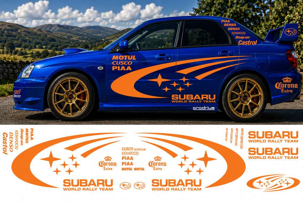 Subaru World Rally Kit 2 With Sponsors for Subaru Impreza Fluorescent Vinyl Only