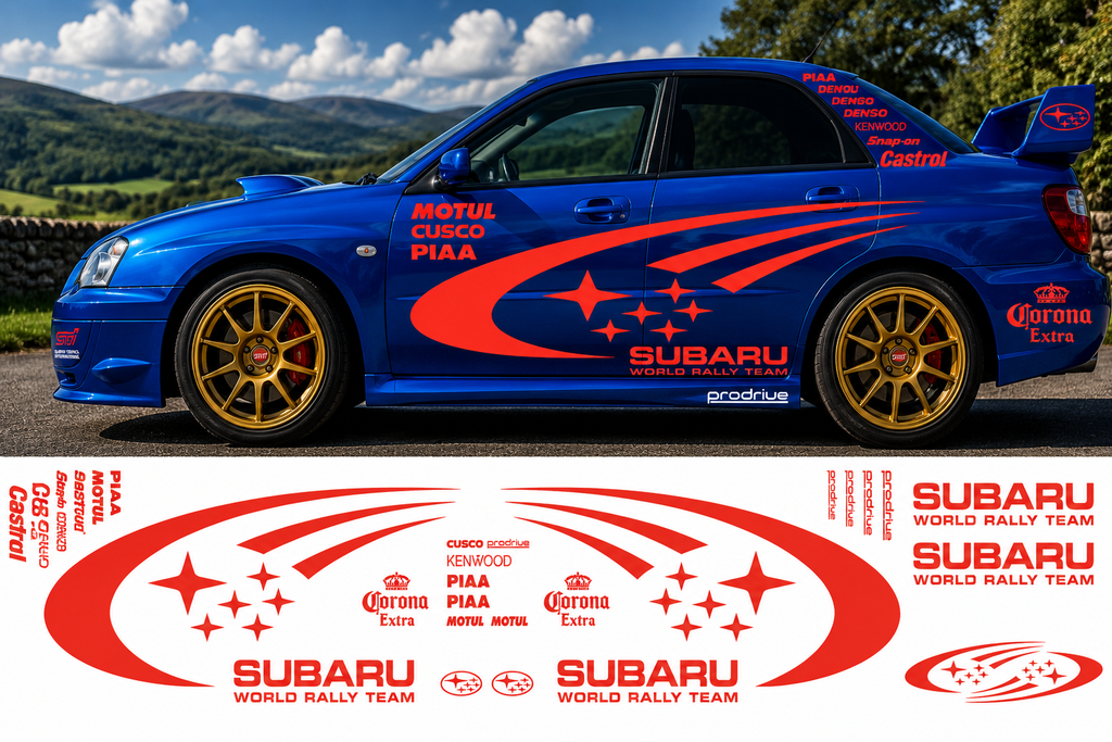 Subaru World Rally Kit 2 With Sponsors for Subaru Impreza Fluorescent Vinyl Only