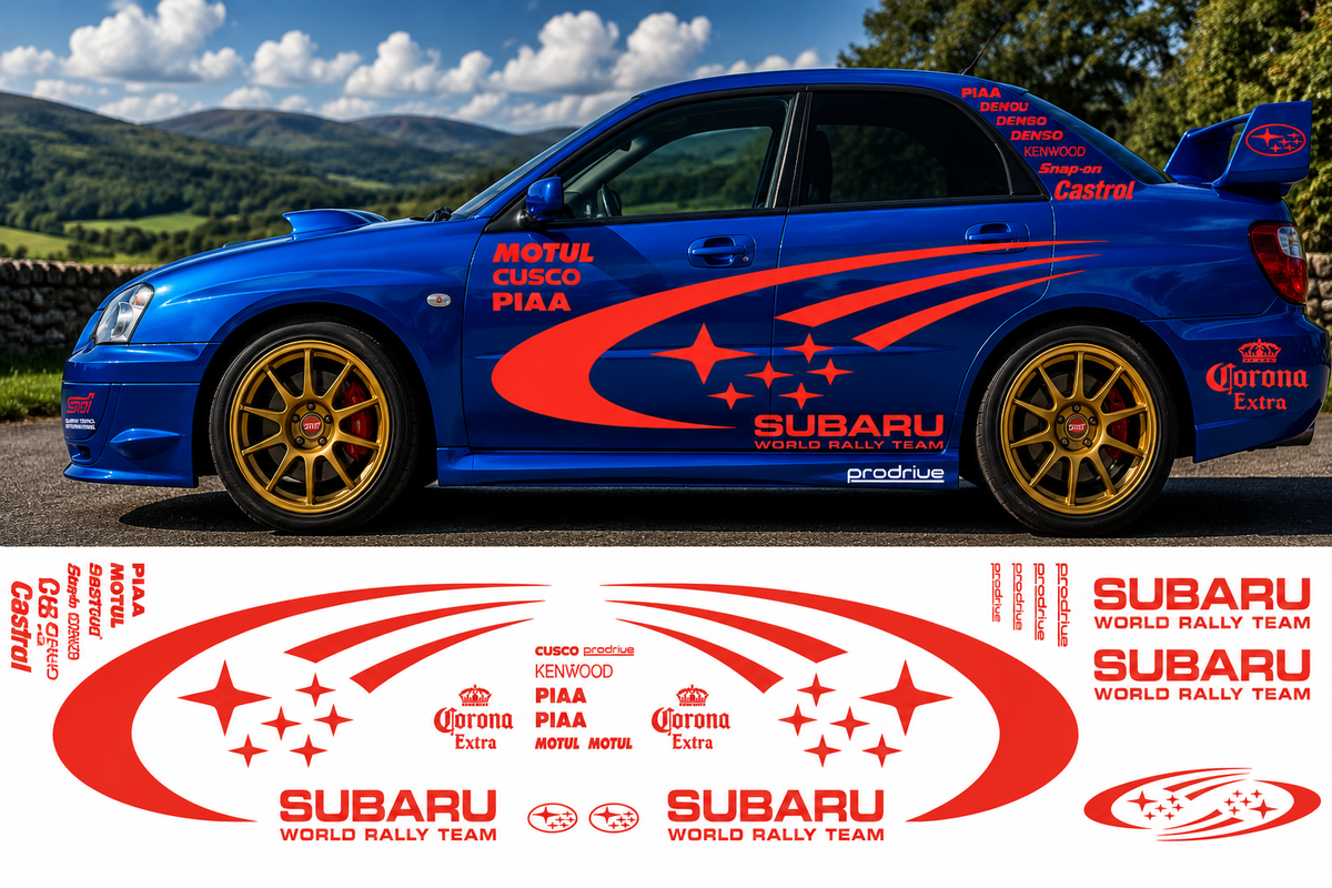 Subaru World Rally Kit 2 With Sponsors for Subaru Impreza Fluorescent Vinyl Only