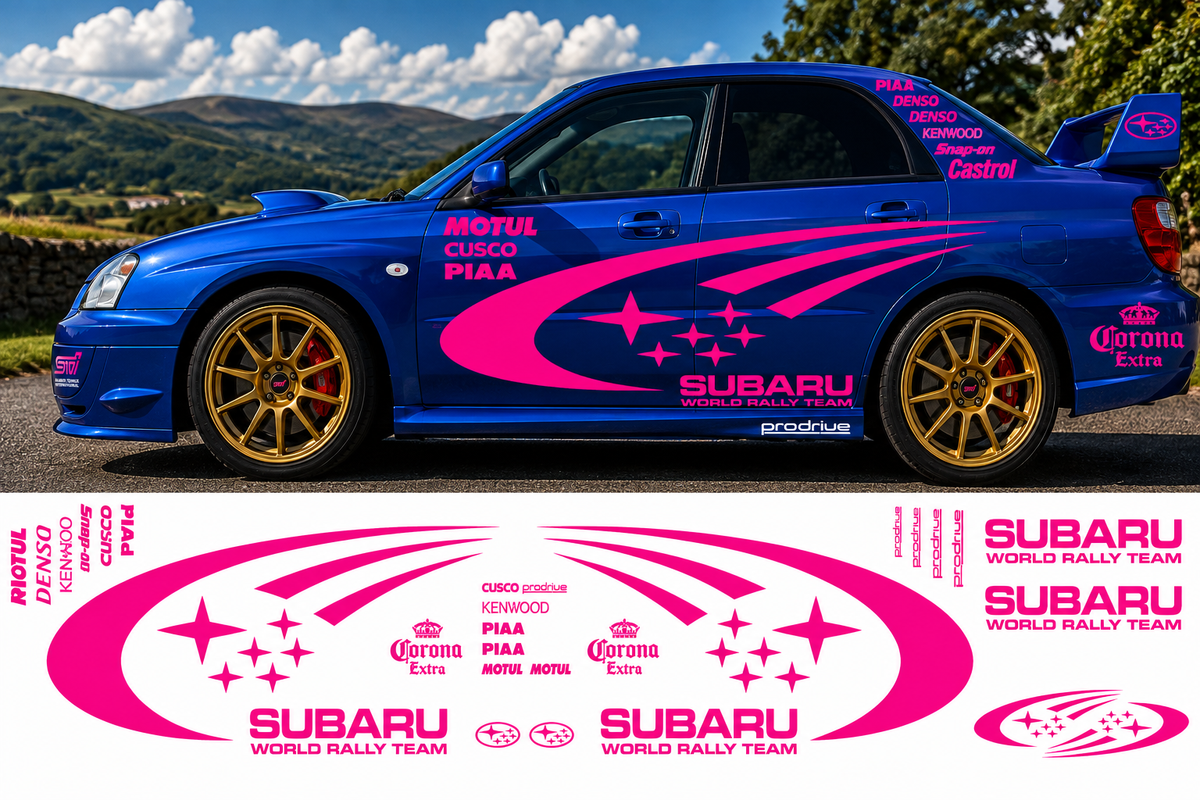 Subaru World Rally Kit 2 With Sponsors for Subaru Impreza Fluorescent Vinyl Only