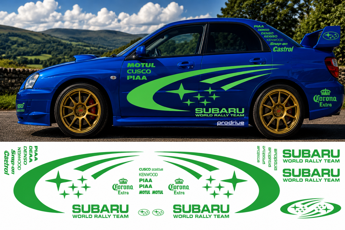 Subaru World Rally Kit 2 With Sponsors for Subaru Impreza Fluorescent Vinyl Only