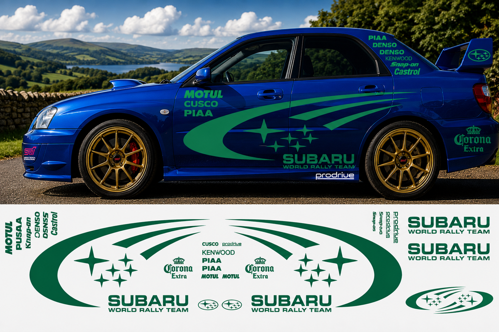 Subaru World Rally Kit With Sponsors for Subaru Impreza wrx sti Reflective Vinyl Only
