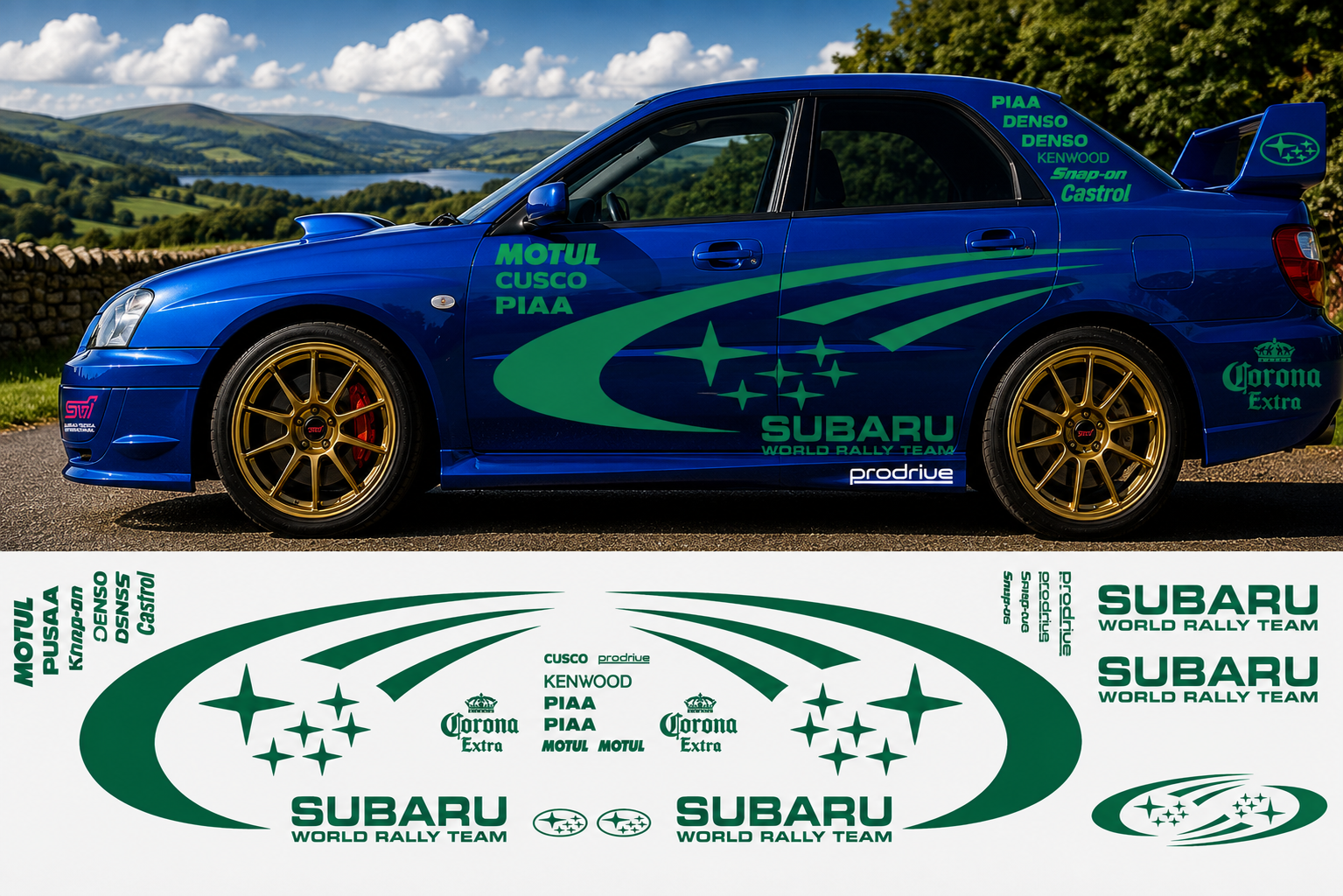 Subaru World Rally Kit With Sponsors for Subaru Impreza wrx sti Reflective Vinyl Only