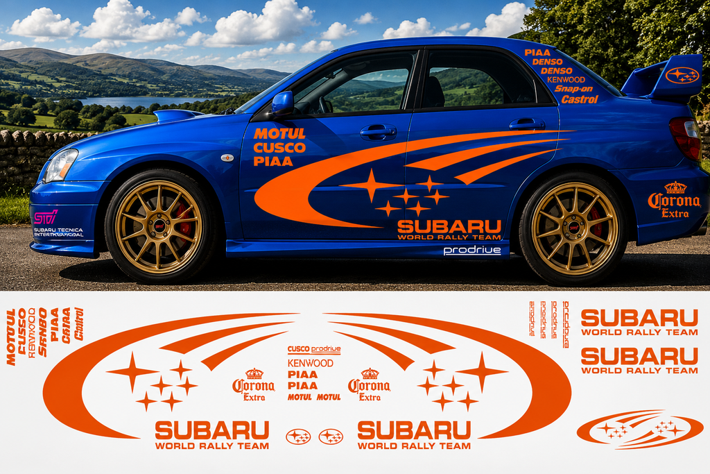 Subaru World Rally Kit With Sponsors for Subaru Impreza wrx sti Reflective Vinyl Only