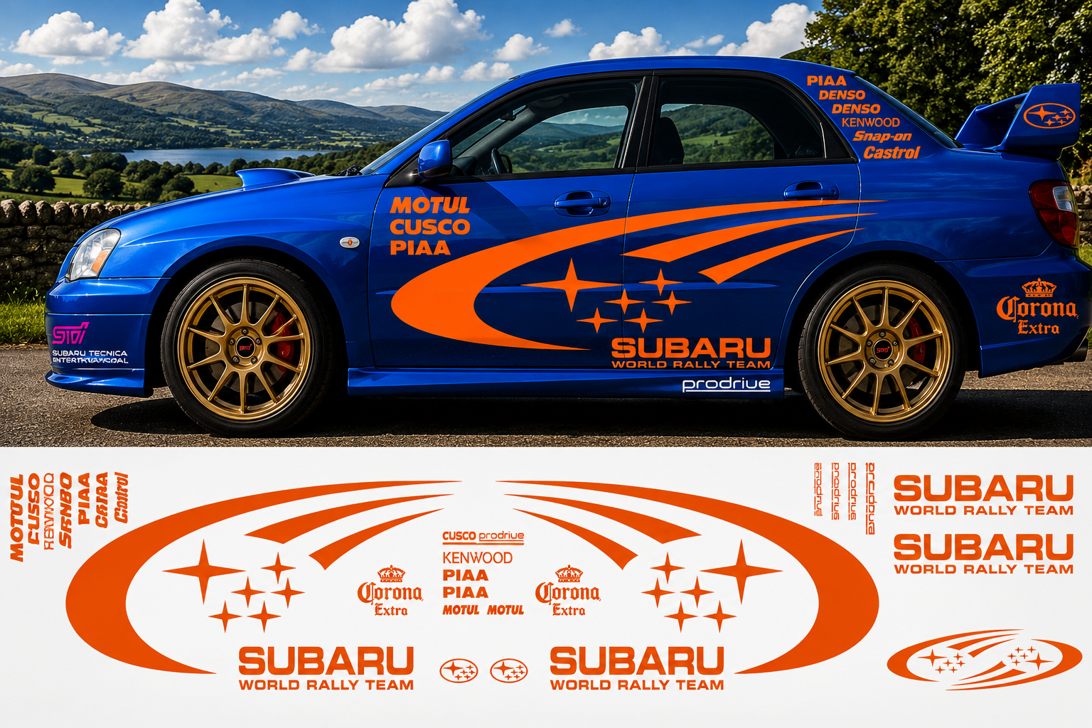 Subaru World Rally Kit With Sponsors for Subaru Impreza wrx sti Reflective Vinyl Only