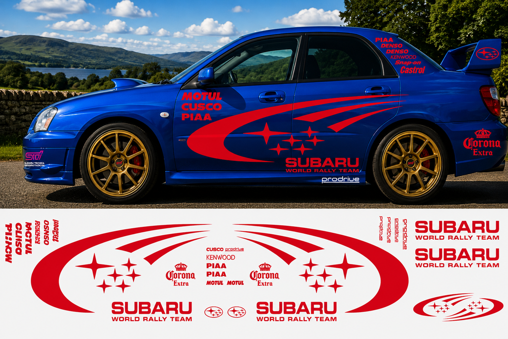 Subaru World Rally Kit With Sponsors for Subaru Impreza wrx sti Reflective Vinyl Only